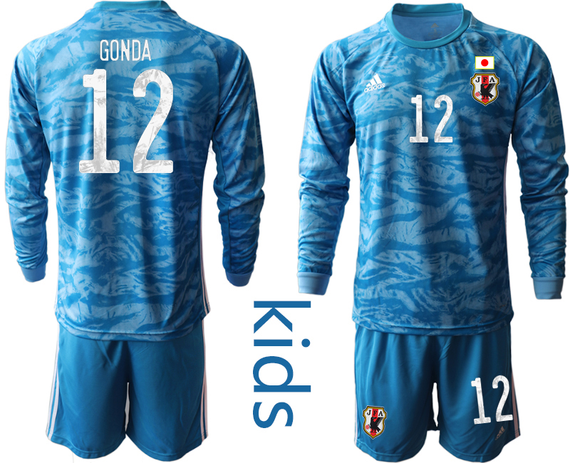 Youth 2020-2021 Season National team Japan goalkeeper Long sleeve blue #12 Soccer Jersey->japan jersey->Soccer Country Jersey